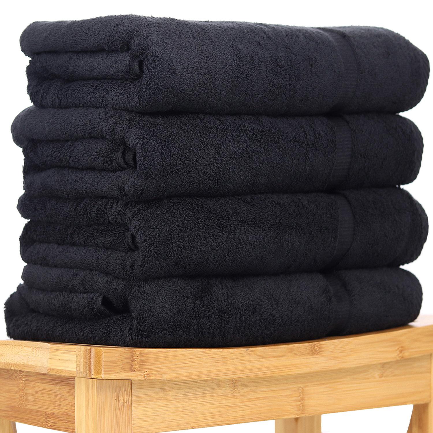Eider & Ivory™ Bathroom Dobby Border Soft Bath TowelSet 27 X 54 -Black ...
