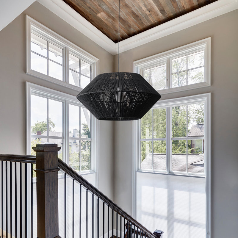 Luminaire suspendu simple noir à 1 lumière Antioca