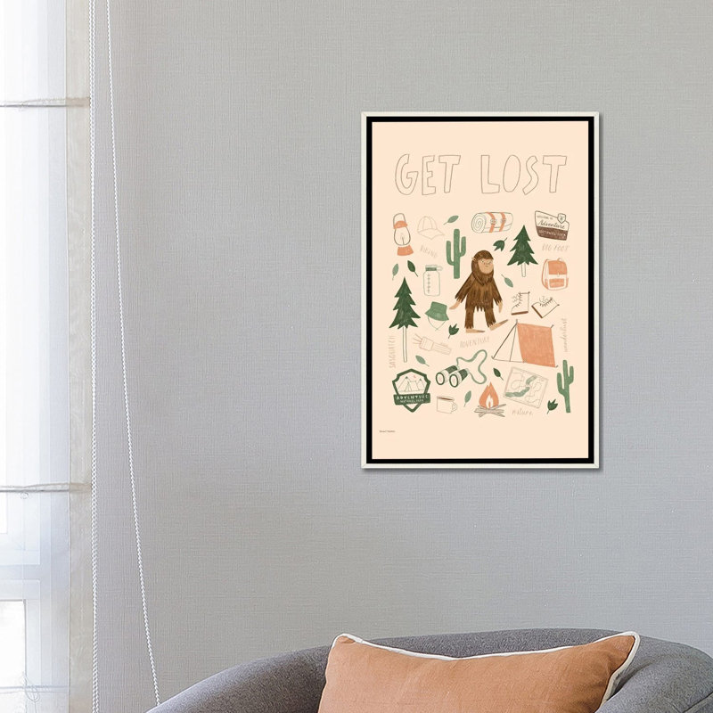 «Get Lost», reproduction d'art sur toile encadrée, 26" x 18", Framed Canvas, Distressed White