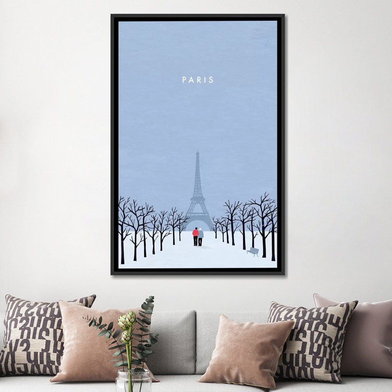 « paris », impression sur toile, H 26 po x l 18 po x P 1,5 po, Toile encadrée noire, Pas de tapis