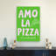 Amo La Pizza Quote Contemporary Wall Art Print 1 Piece Wrapped Canvas Wall Art-1046313110