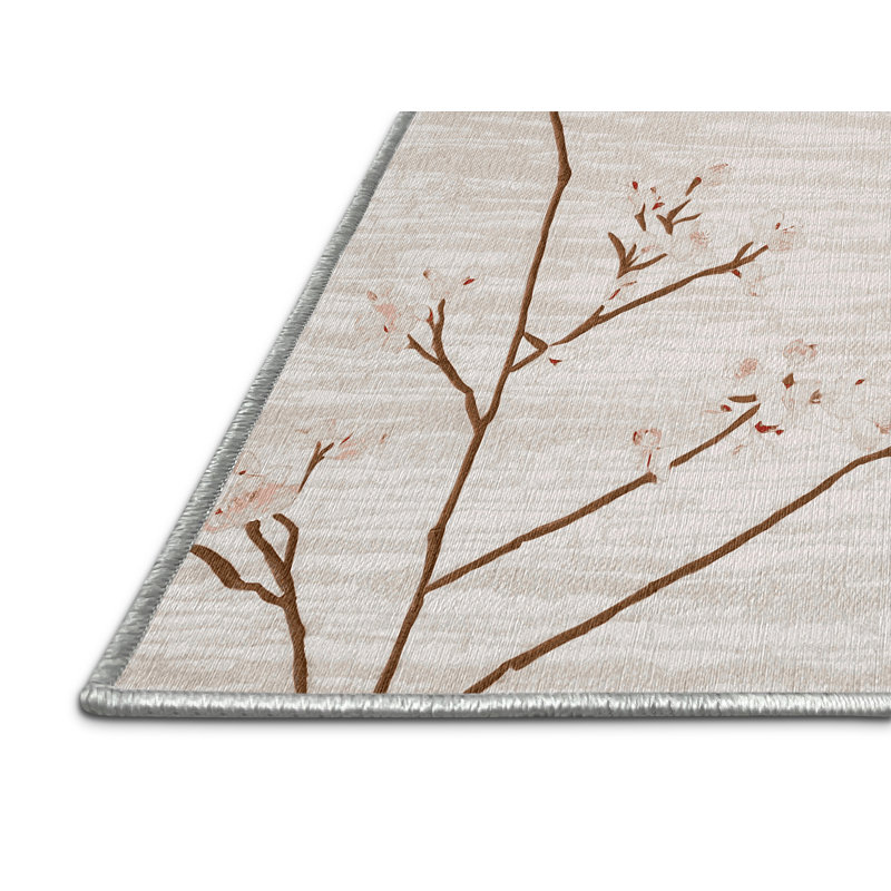 Machine Washable Beige Area Rug, Rectangle 6' x 9'