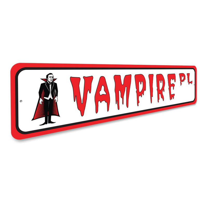 Plaque en aluminium Vampire Street, H 6 po x l 24 po x P 0,06 po
