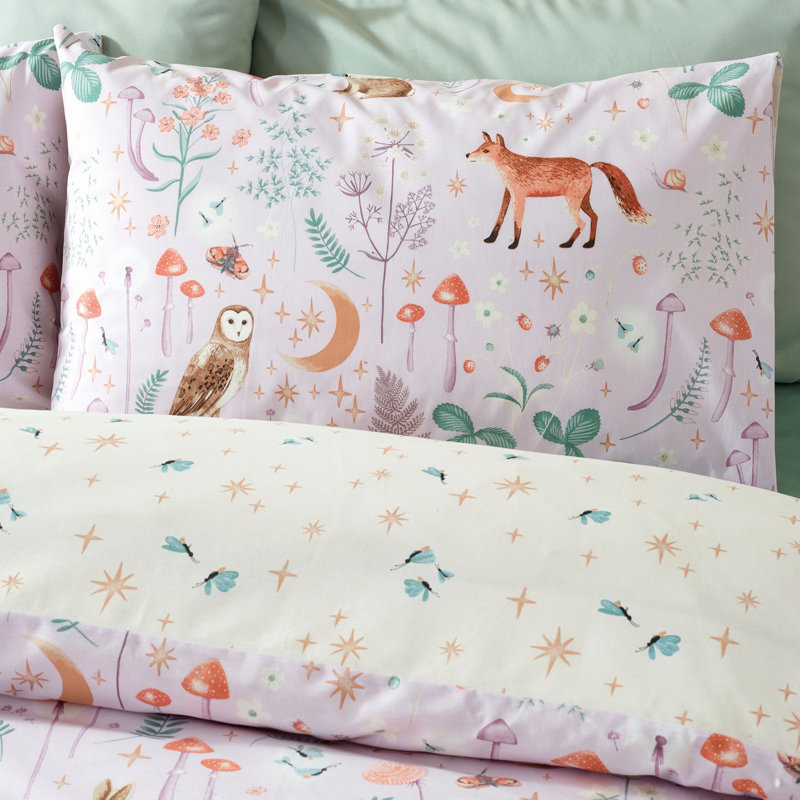 Enchanted Twilight Animals Duvet Cover Set, Purple, Double Duvet Cover + 2 Standard Pillowcases