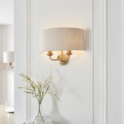 Landover 2lt Wall finished in Vintage Brass and Natural