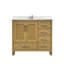 Meuble-lavabo 42 po avec lavabo et trou pour robinet, meuble-lavabo avec 2 portes et 5 tiroirs en chêne