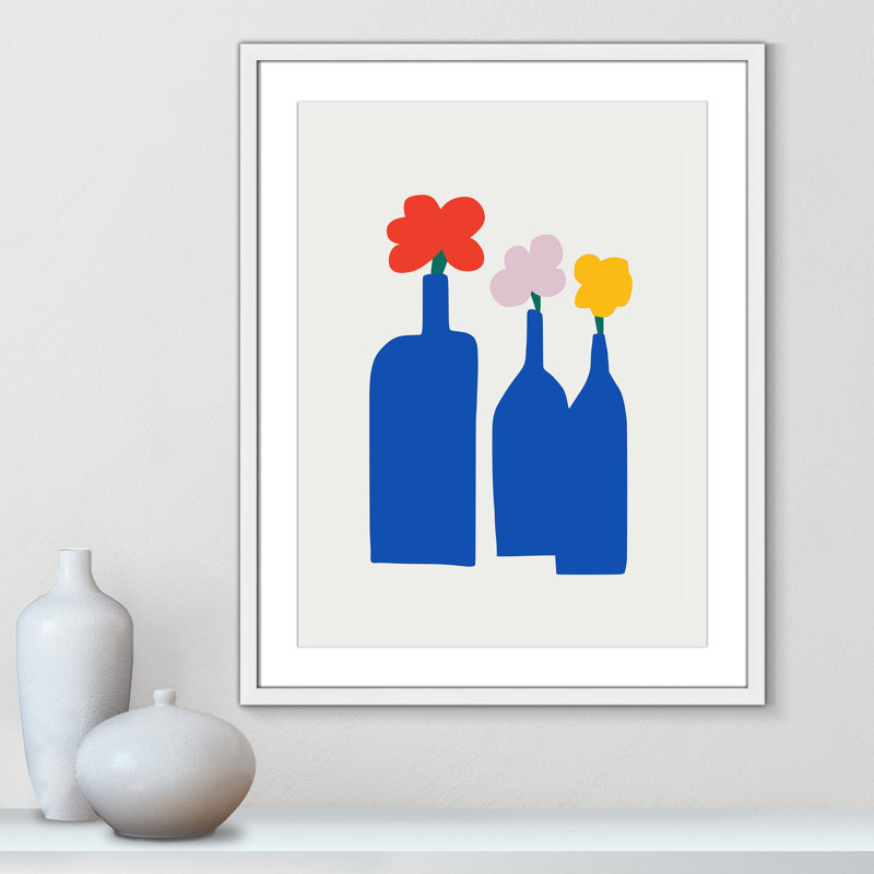 «Bold Blooms Trio Print» par Dean, Blanc satiné, L 23,5 po x H 29,5 po, Matted Print