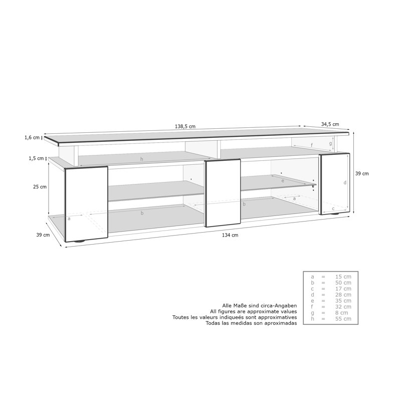 Mcclintock Unfinished TV Stand for TVs up to 60", Black Matt/Grey