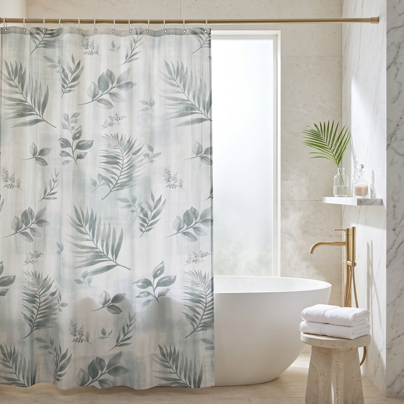 Rideau de douche imperméable en tissu à feuilles vertes Rothbury - 72 po x 72 po