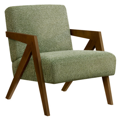 Accent Chair Upholstered Living Room Bedroom Fabric Solid Wood Modern Mid Century