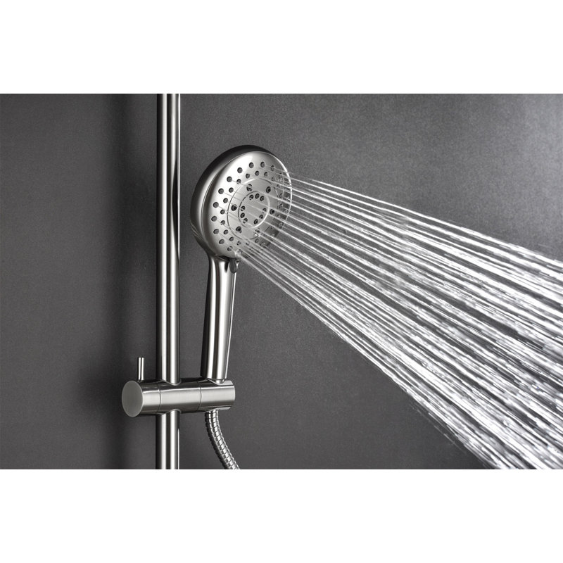 Showerspas Shower System, With 10" Rain Showerhead, 4-Function Hand Shower, Adjustable Slide Bar And Soap Dish