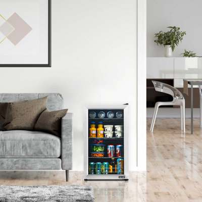 NewAir 100 Can Beverage Fridge With Glass Door, Small Freestanding Mini Fridge In Stainless Steel