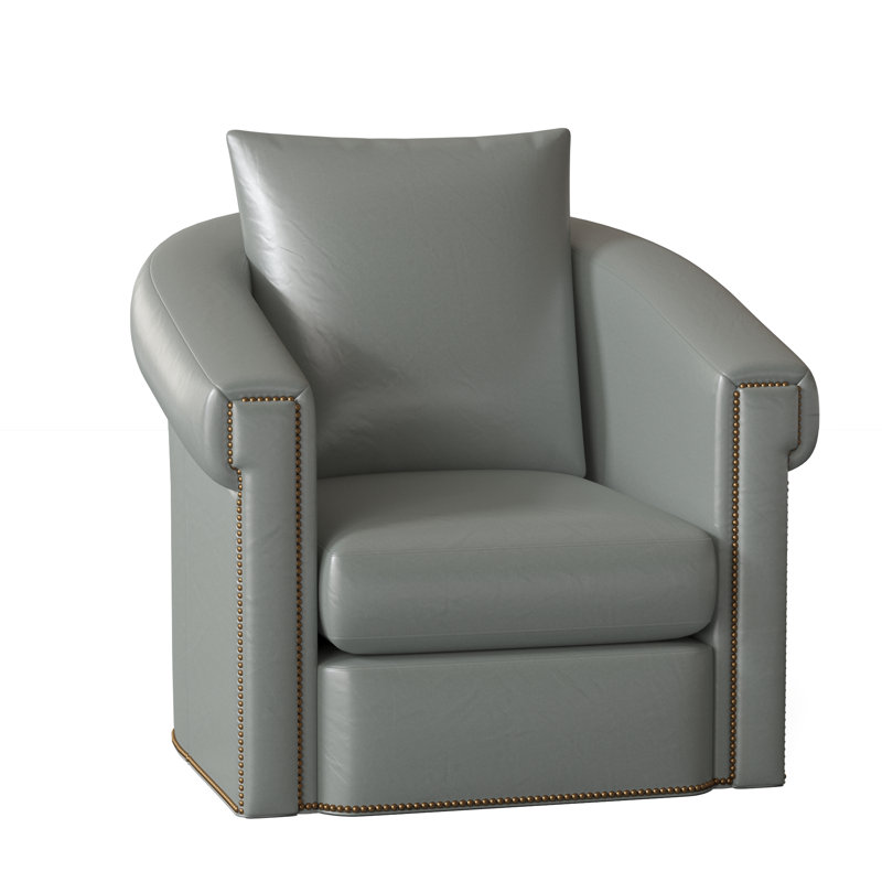 Andre Swivel Armchair, French Natural, Aline Fumo Genuine Leather