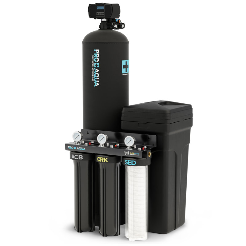 Adoucisseur d'eau PRO + AQUA PRO-E-S80E Elite 80 000 grains et système de filtration d'eau de puits pour toute la maison