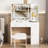 Makeup Vanity Dressing Table with Lighted Mirror & Power Outlet Charging Station, 3-Color Lighting, Drawers & Storage Cabinet-33738175