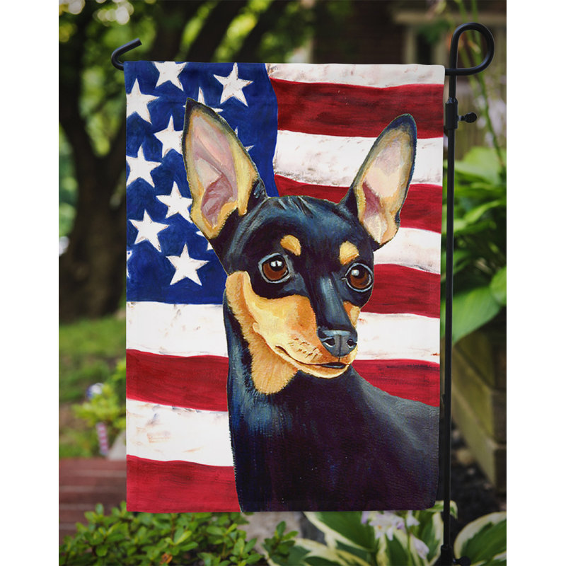 2 côtés en polyester de 2 côtés american drapeau de jardin, Pinscher nain 2
