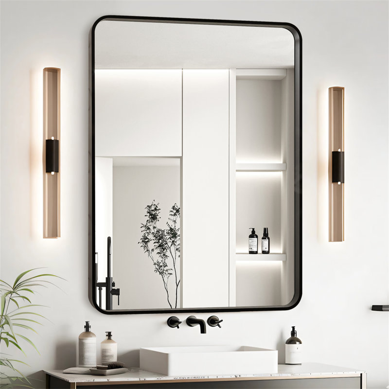Miroir de salle de bain 24X32, 32 po x 24 po, Noir