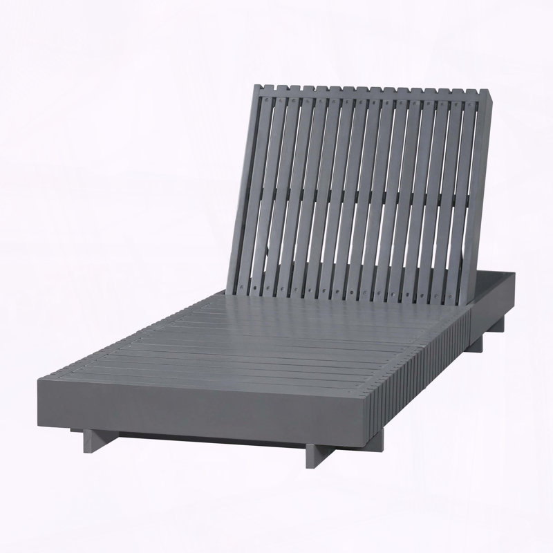 Chaise longue moderne en bois d'acacia blanc avec dossier à 6 positions, White