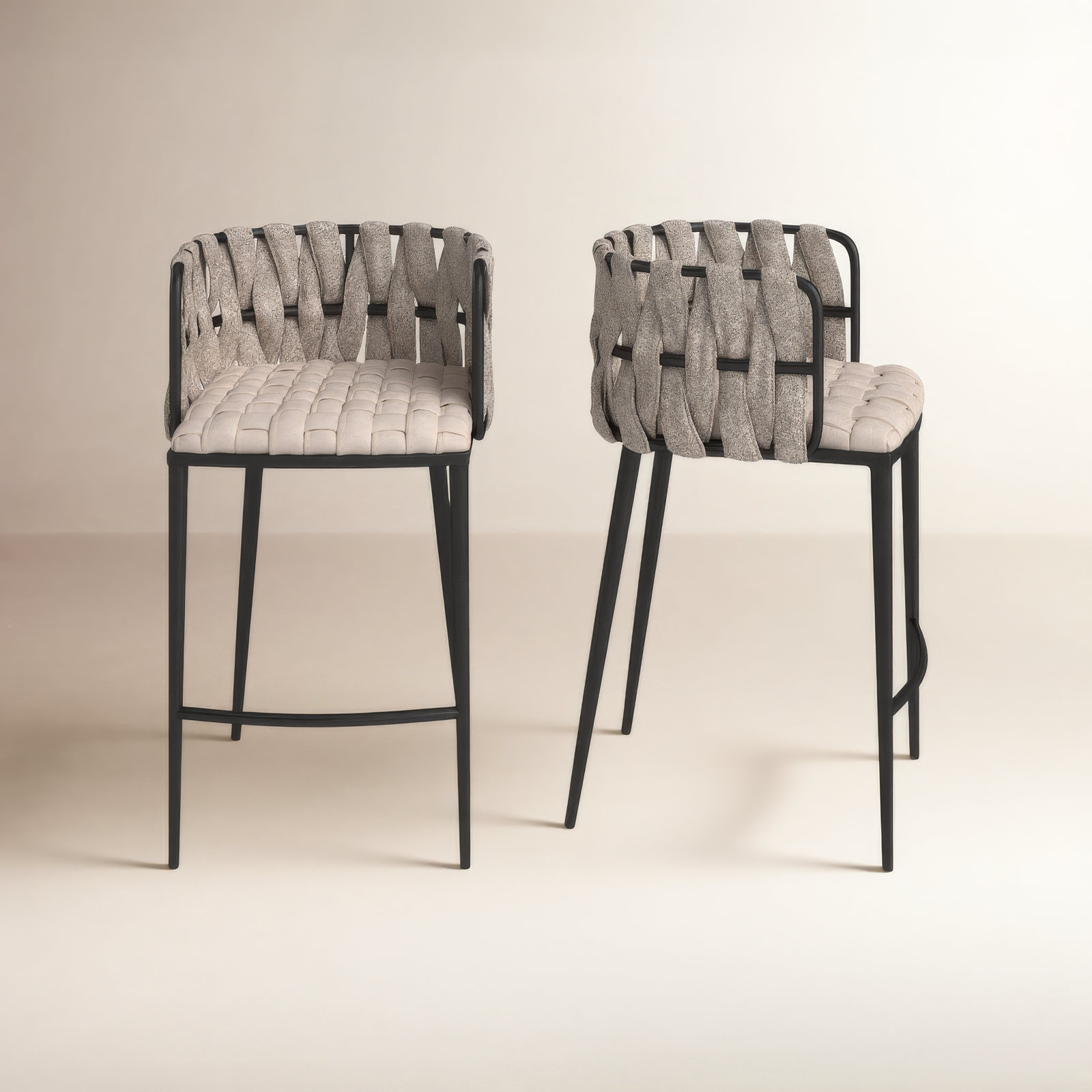 Tyrone 27" Counter Stool, Off White, Black