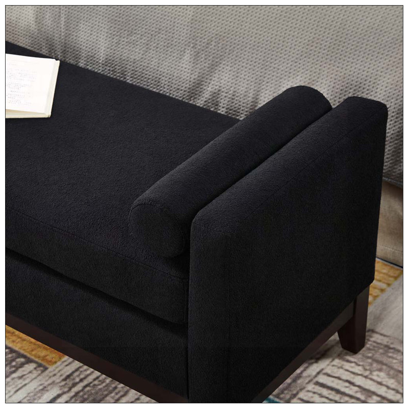 Grand repose-pieds rembourré en tissu avec coussins, Noir
