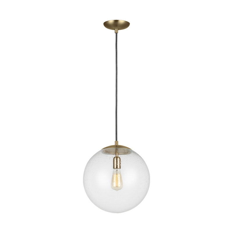 Leo - Hanging Globe 1 - Light LED Pendant, 14.75" H x 14" W x 14" D, Satin Bronze