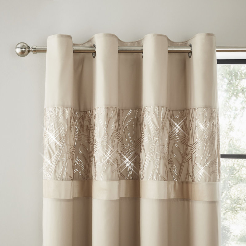 Velvet Band Sparkle Lined Eyelet Curtains
