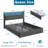 Queen Bed Frame with 4 Underbed Drawers and Open Storage Headboard, Upholstered Platform Bed with Adjustable LED Light and Charging Station, No Box Spring Needed,Dark Gray-1313956499-1323335372