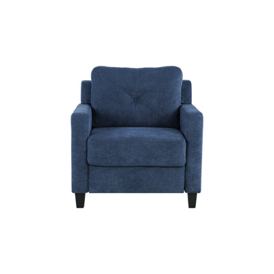 Navy Chenille Console Chair - Functional And Stylish. Tight Seat Back. Pocket Coil Seat. Wooden Inner Frame. Kd Armrest, Back Legs. 31" D X 34" W 35" H. 51 Lb Comfort Create A Cozy Atmosphere.