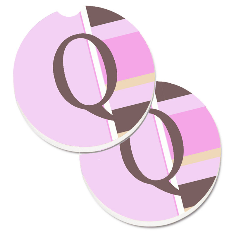 Sous-verre voiture monogramme initial, Q, Rose