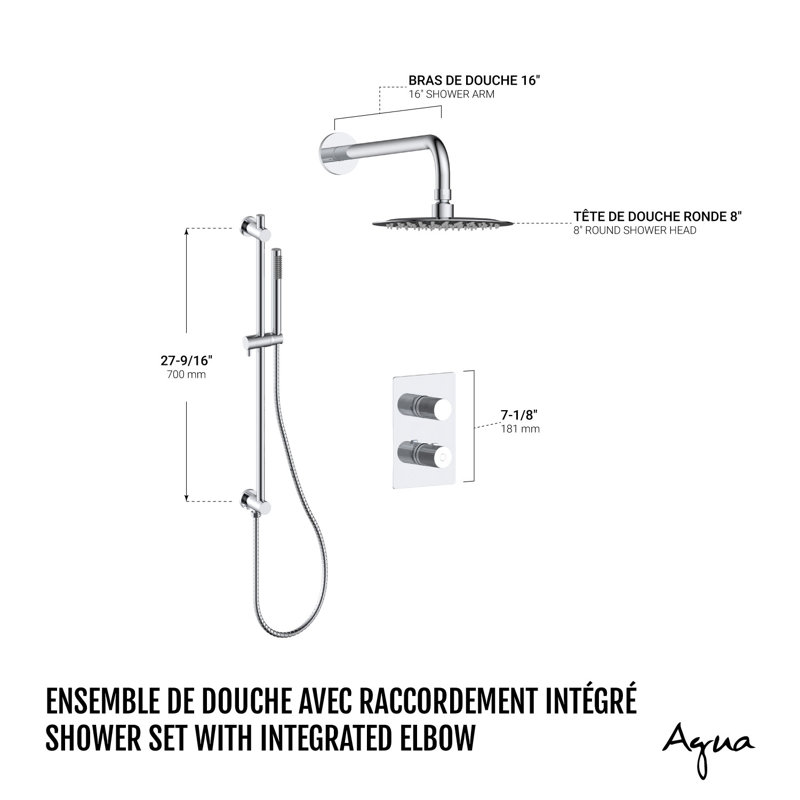 Ensemble de robinet de douche chromé à pression équilibrée, Chrome chrome