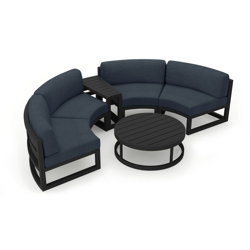 Avion Outdoor 4 - Piece Conversation Set, Spectrum Indigo Sunbrella®, Black