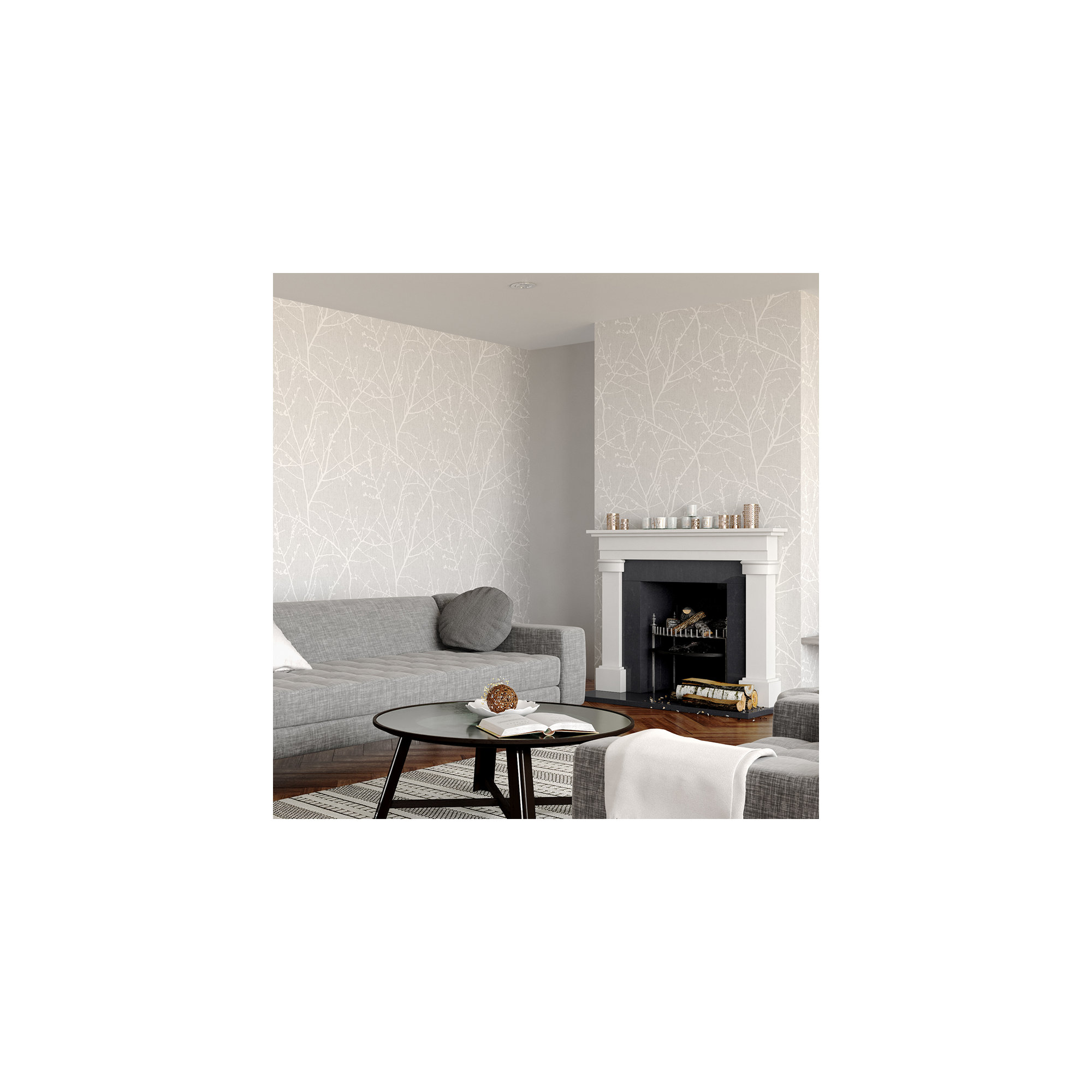 Edmore Modern Floral Wallpaper, Gray