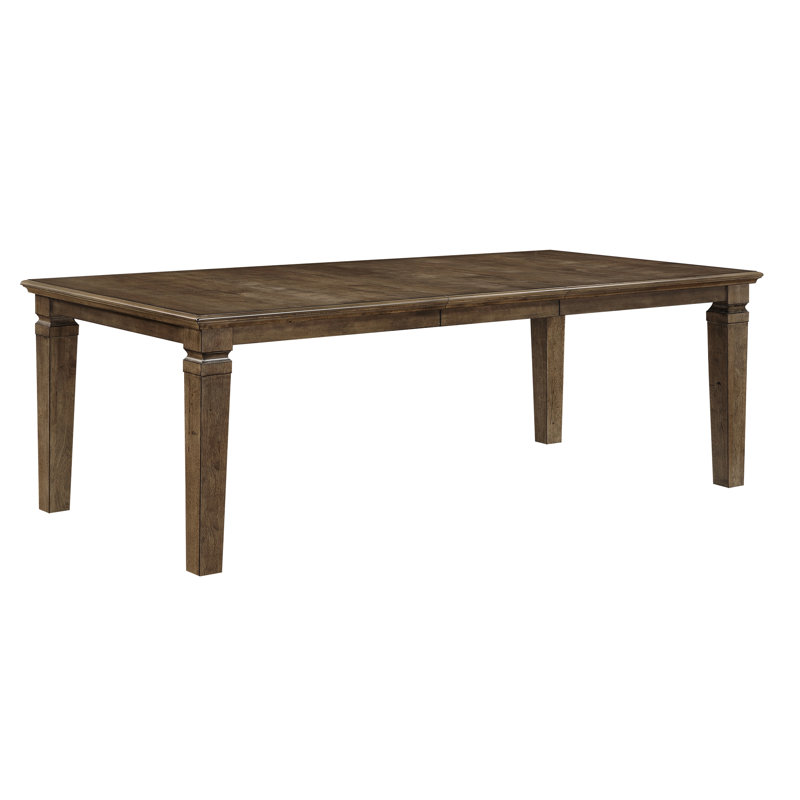 Table de salle à manger rectangulaire brune, 6 couverts, extensible pour la cuisine, finition contemporaine.