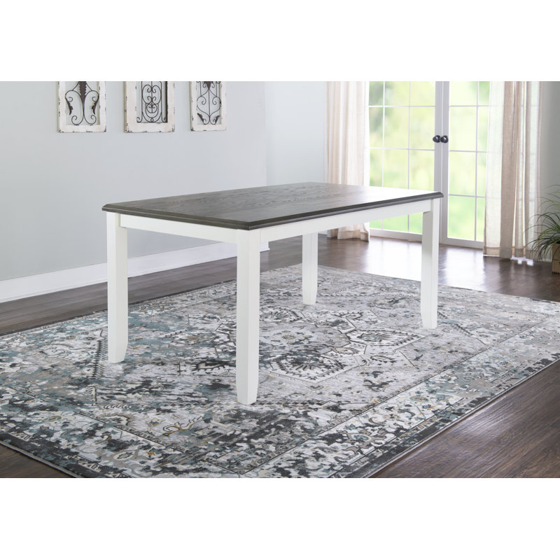 Atiqa Painted Rustic Dining Table, Light Gray