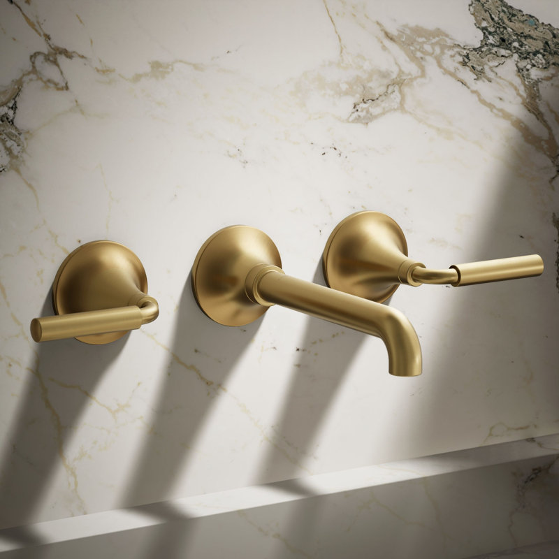 Tone Wall-Mount Bathroom Sink Faucet Trim, Vibrant Brushed Moderne Brass