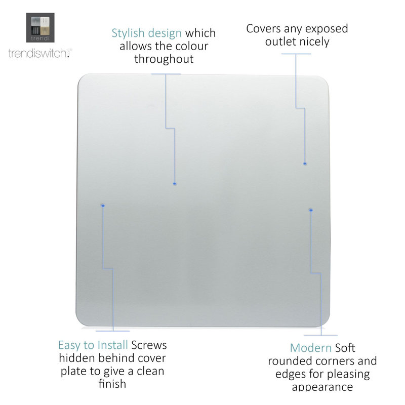 Trendi Switch Single Blanking Plate, Platinum Silver