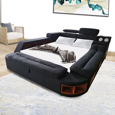 Lorang Upholstered Wingback Storage Bed