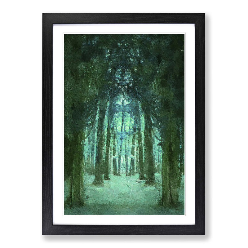 Forest Arch in Abstract - Picture Frame Painting Print, 65cm H x 48cm W x 2cm D, Black Framed