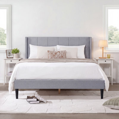 Luma Queen Upholstered Wingback Platform Bed