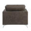 Chaise rembourrée en microfibre avec finition gris brunâtre et base en bois massif pour l'espace de vie principal