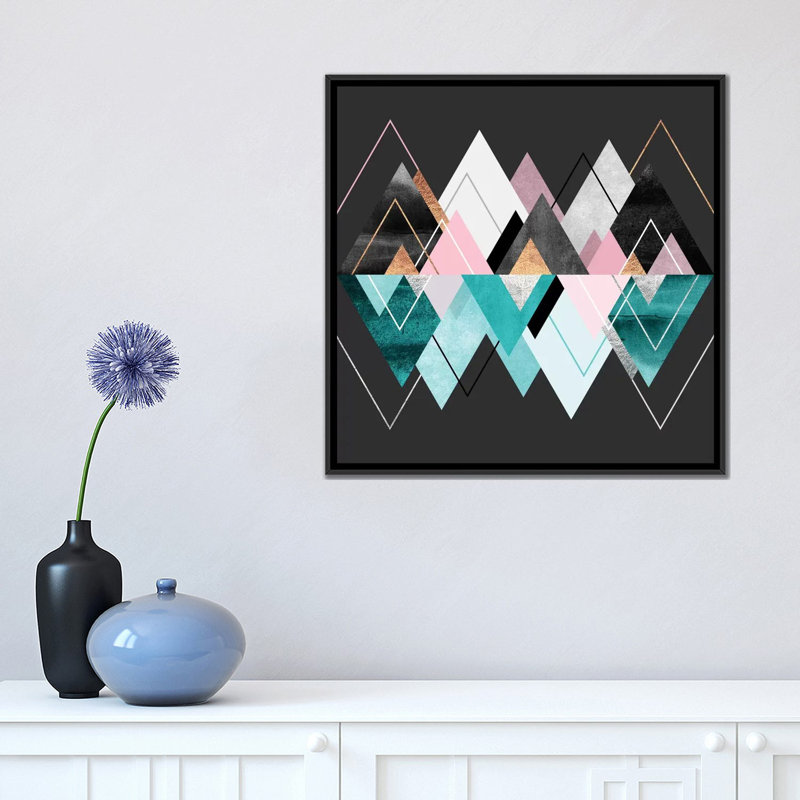 « nordique seasons », impression sur toile tendue, H 18 po x l 18 po x P 1,5 po, Toile avec cadre noir, Pas de tapis