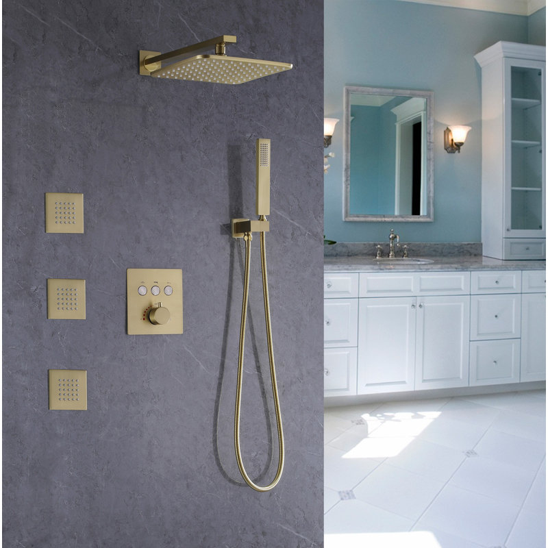 All-In-One Kit with Rough in-Valve, Brushed Gold