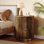 Rustic Fluted Round End Table With Gold Base