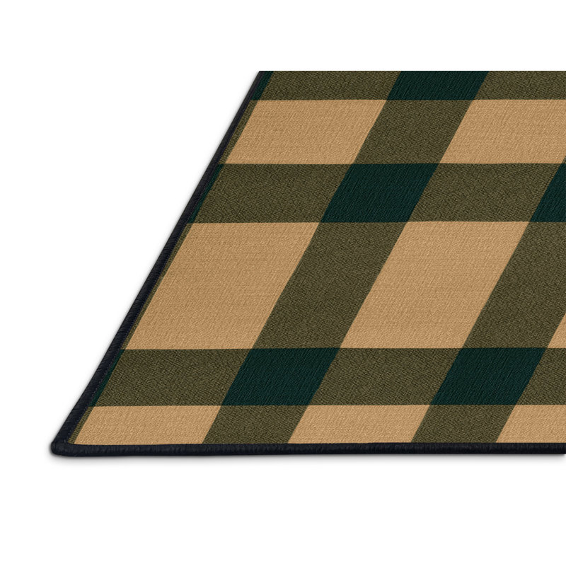 Tapis brun à carreaux lavable à la machine, Rectangle 4 pi x 6 pi