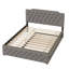 Grand lit rembourré avec lit gigogne simple et chargeurs, tissu en lin gris