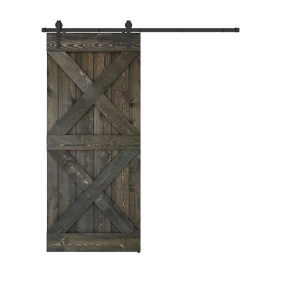 Porte de grange coulissante à panneaux en bois X Series avec trousse de quincaillerie d'installation (DIY) 1 6