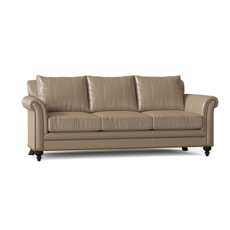 Richardson Sofa, Aline Fumo Genuine Leather, Mahogany, French Natural