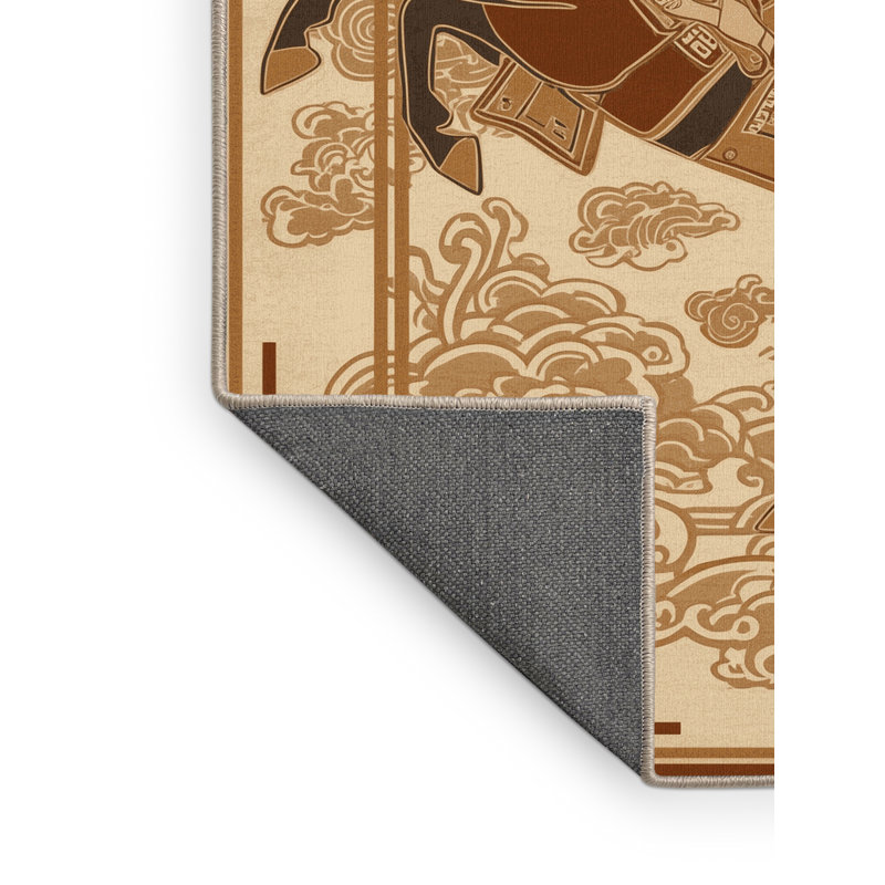 Soft Plush Backman Shielded Horseman Classic Oriental Area Rug in Brown – Beige Binding, 3x5