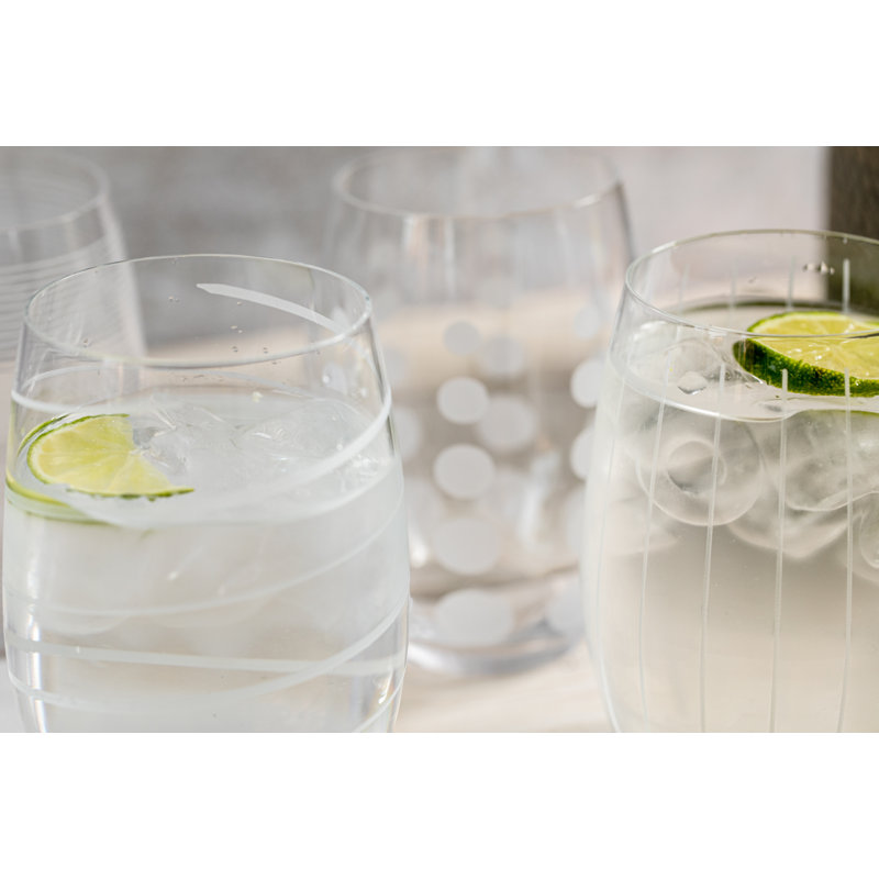 Mikasa Cheers Etched Crystal Stemless Wine Glasses