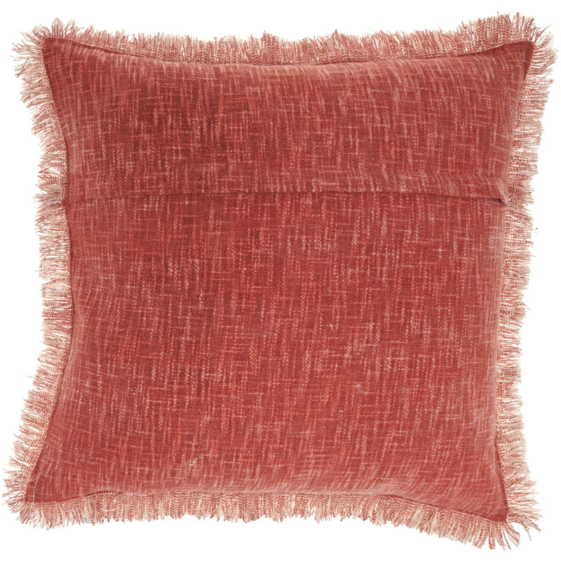 Rust Cotton Fringed 22" Square Throw Pillow
